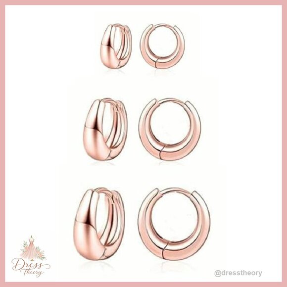 Small Gold Hoop Earrings 14K Gold Plated Hypoallergenic Chunky Huggies - Picture 2 of 6